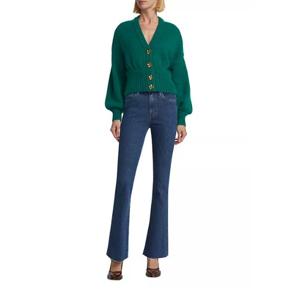 NWT Farm Rio Bubble Knit Cardigan Gold-Tone Buttons Wool Blend Emerald Size XXS - Picture 6 of 13